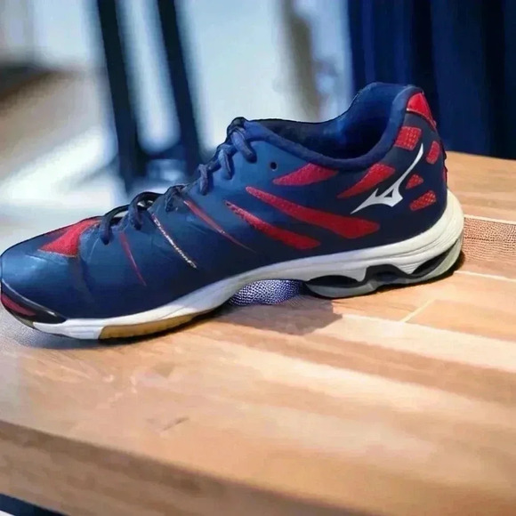 MIZUNO WAVE LIGHTNING SR Touch Men's Volleyball Shoes 9 Wide Red White Blue - Picture 4 of 4